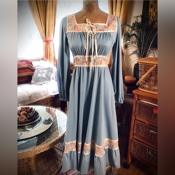 Vintage 70’s - Rags by Kressandra - Gunne style, peasant dress - bishop sleeves - Picture 2 of 6